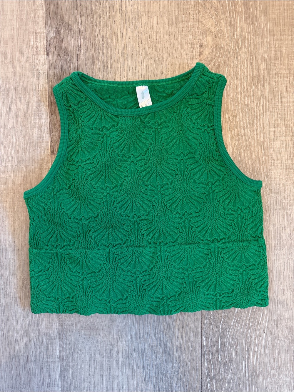 Cropped Green Textured Tank Top